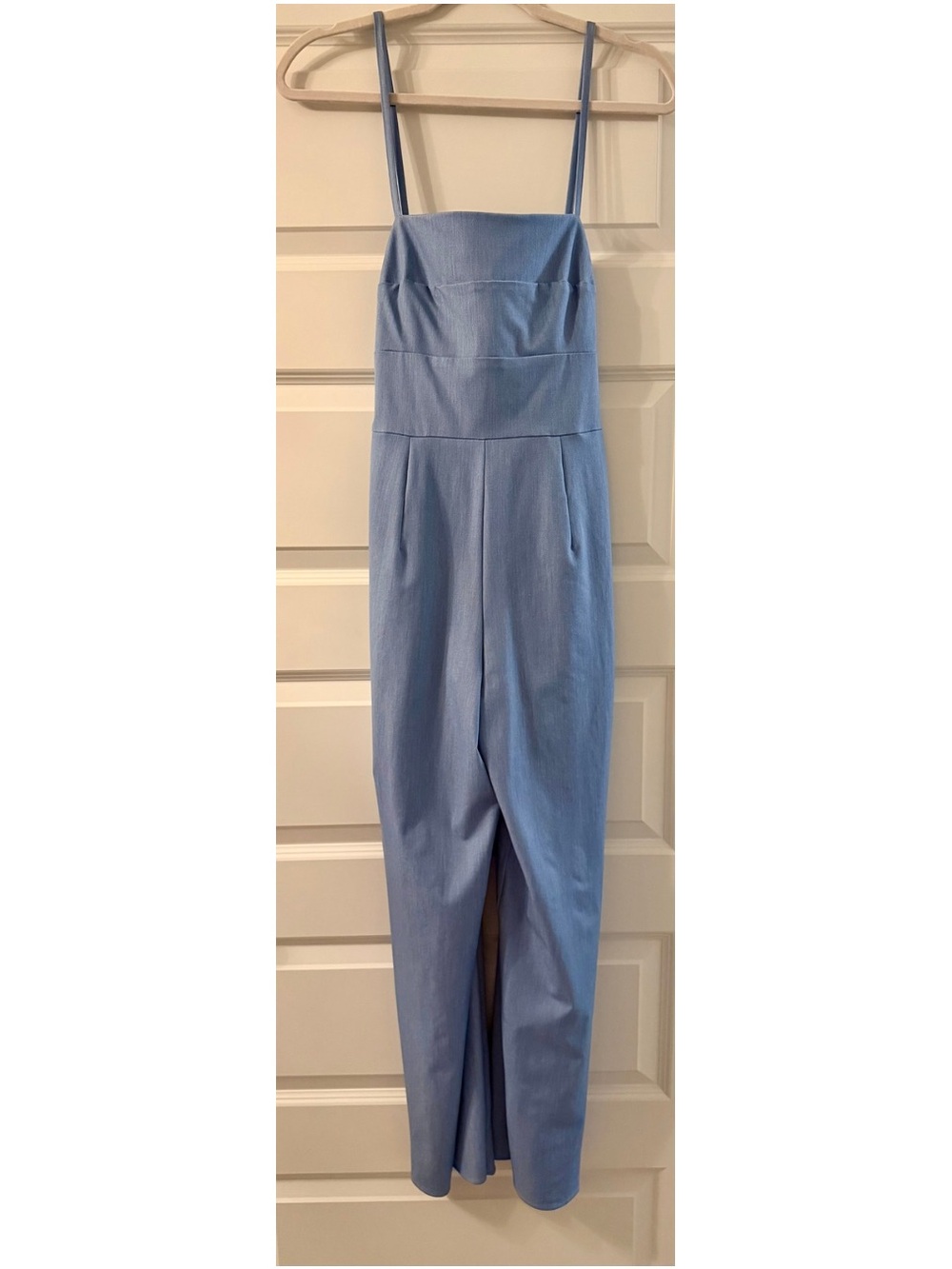 NWT Francesca’s Trixxi Tie-Back Wide Leg Chambray Jumpsuit Size S